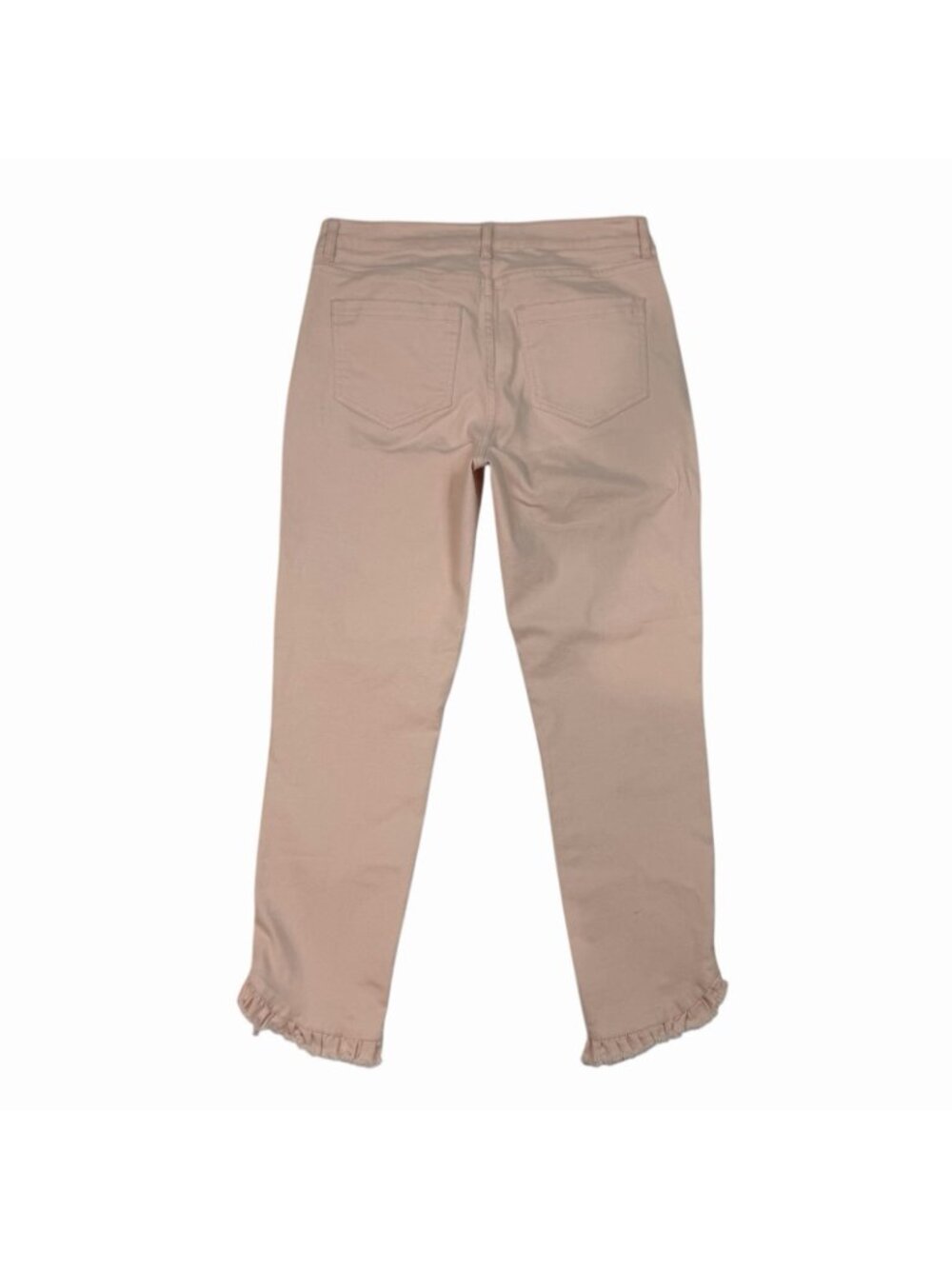 Cece Cropped Skinny Jeans Size 6 Light Baby Pink Denim Ruffle Hem Capri 7029312 - Picture 5 of 12